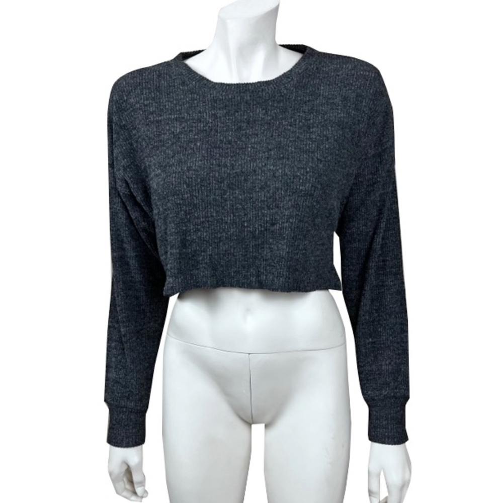 Wild Fable Charcoal Gray Ribbed Crop Fit Sweater